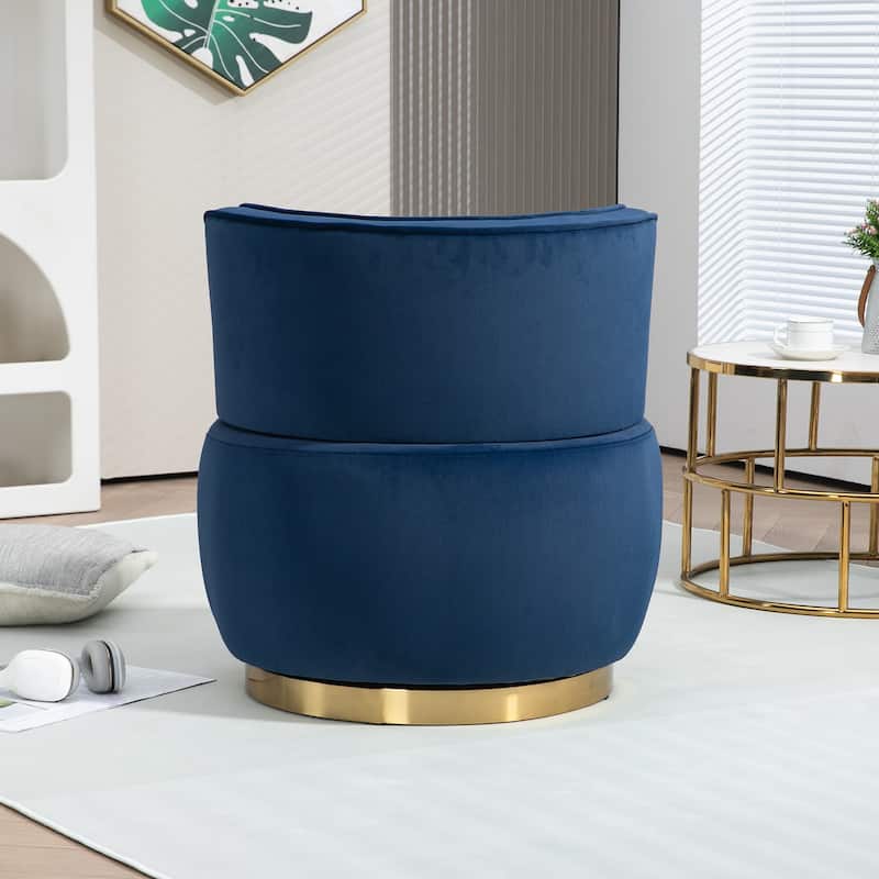 Navy 25.2" Upholstered 360° Swivel Barrel Chair