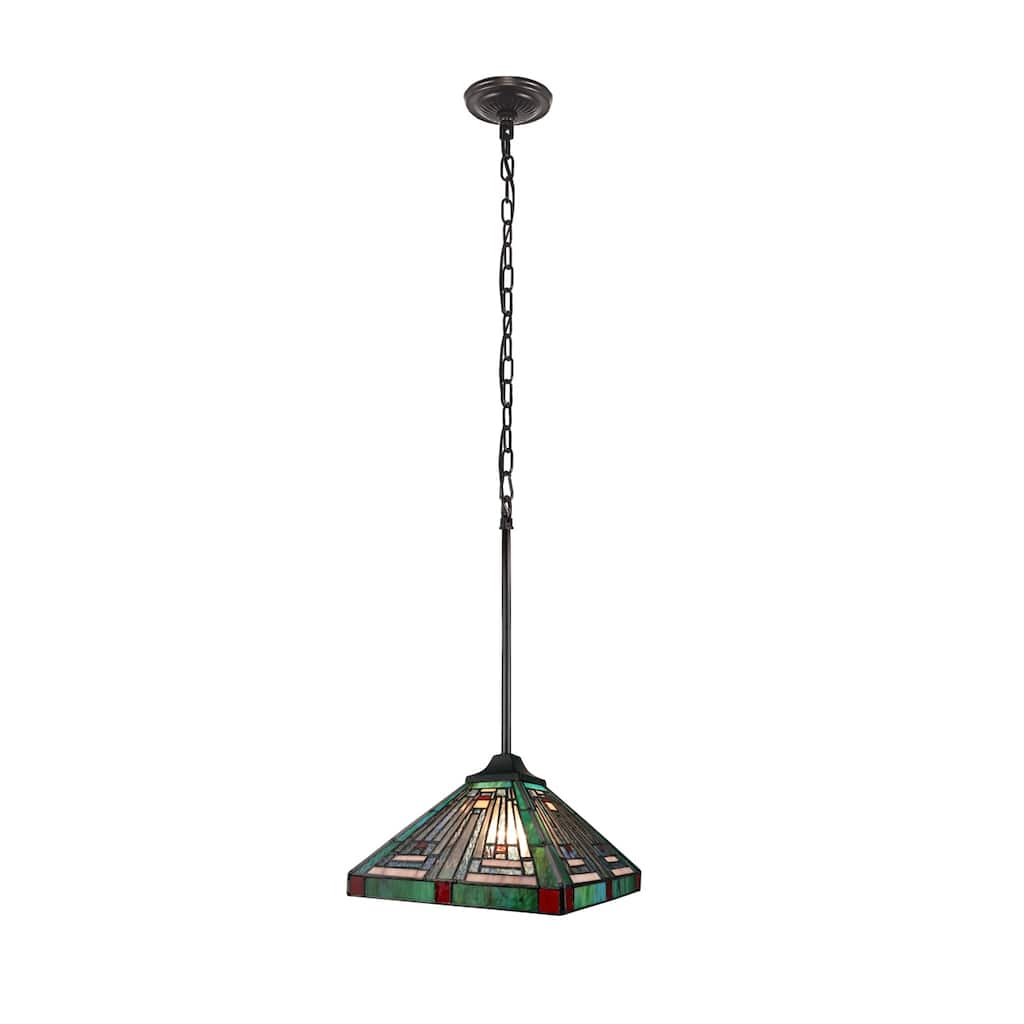 Tiffany-Style 1-Light Mission Ceiling Pendant 12" Shade