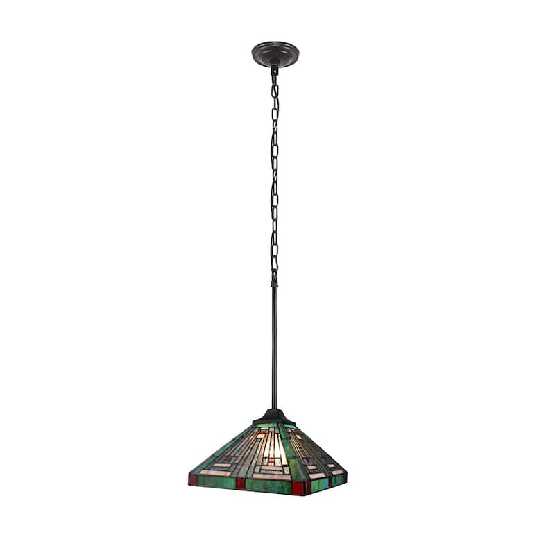 Tiffany-Style 1-Light Mission Ceiling Pendant 12" Shade