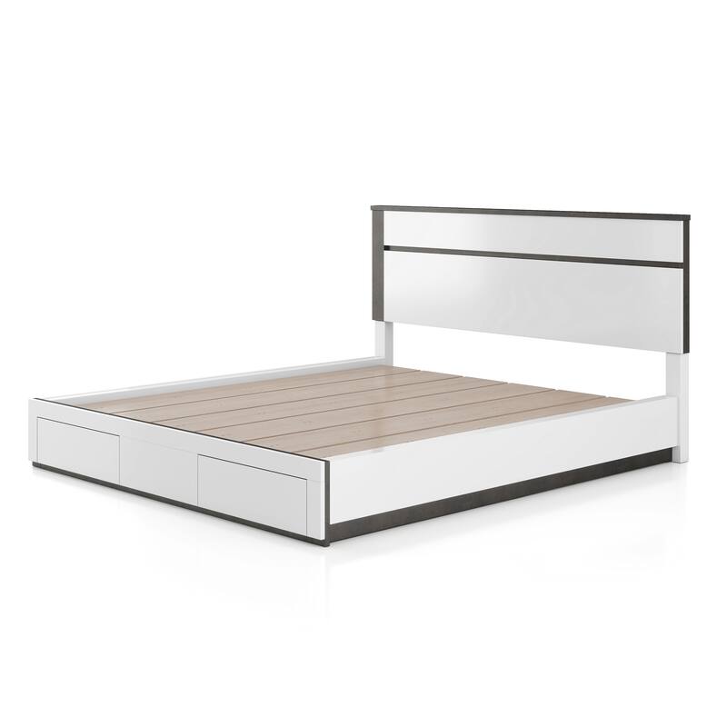 Furniture of America Conjira Modern 4-Piece White Wood Storage Bedroom Set