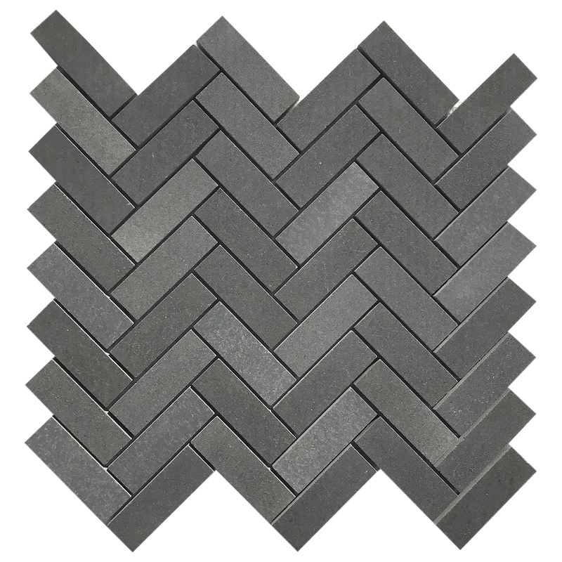 Vulcan Black 1" x 3" Herringbone Honed Mosaic - 5 Sheets (5.35 sf) - Black