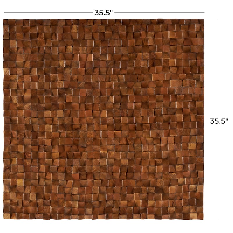 Brown Mango Wood Handmade 3D Cube Inspired Panel Geometric Home Wall Decor