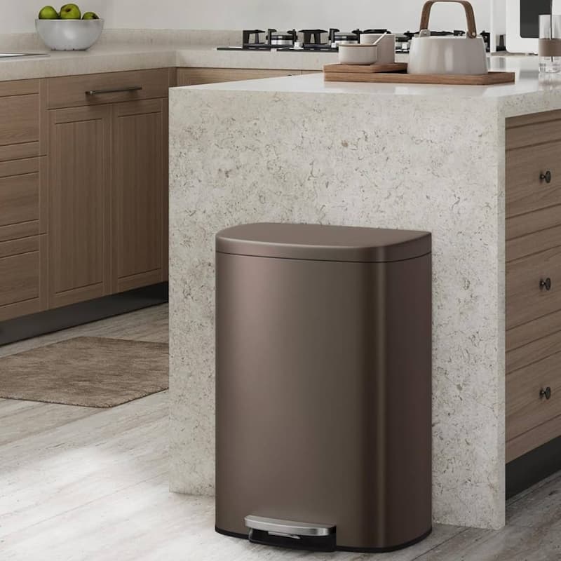 13.2 & 2.6 Gallon Kitchen Trash Can, Step-On Pedal Bins Combo Set
