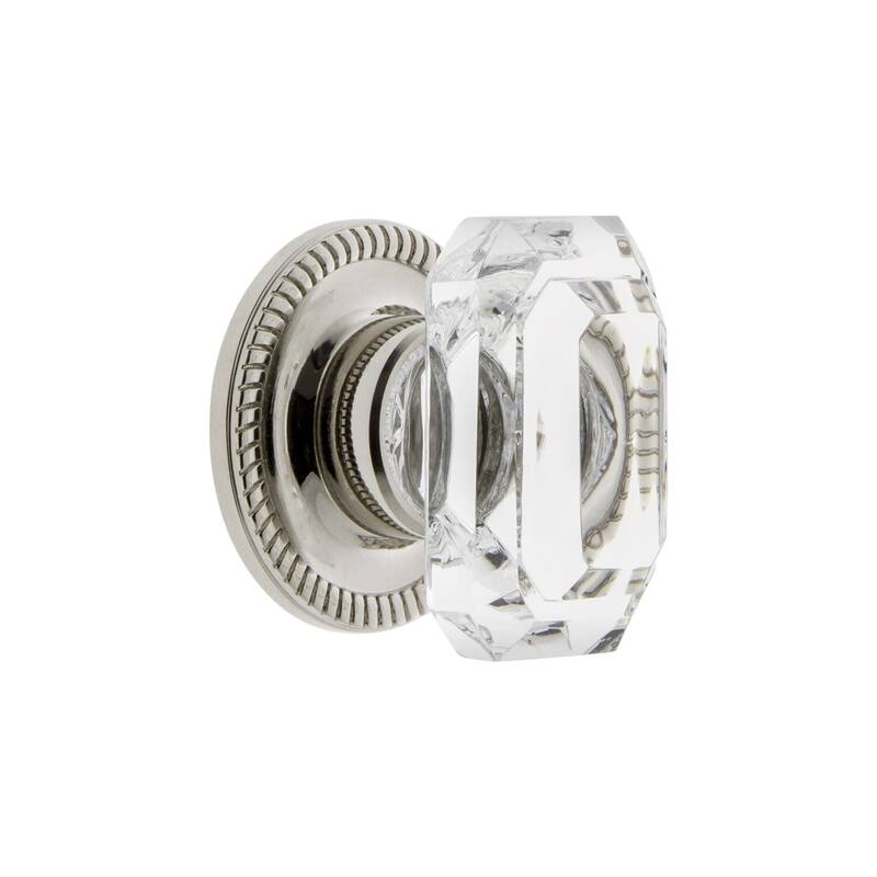 Grandeur BAGU-KNOB-NEWP-SM Baguette 1-9/16" Glam Emerald Cut Crystal - Polished Nickel