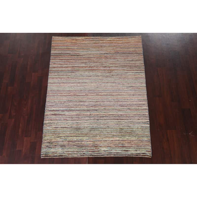 Contemporary Gabbeh Kashkoli Area Rug Wool Hand-knotted Bedroom Carpet - 4'9" x 6'4"