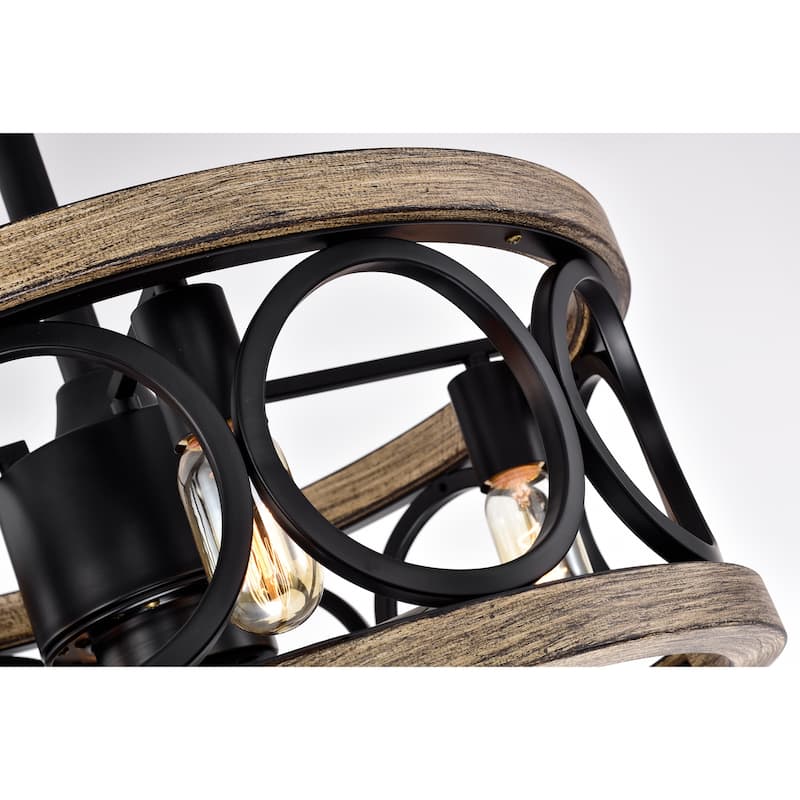 Catrin Wood Grain Ceiling Fan 21-Inch 4-Light Open Metal Drum Shade (Includes Remote)