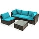 preview thumbnail 43 of 61, Costway 5PCS Patio Rattan Furniture Set Cushioned Sofa & Chair Coffee