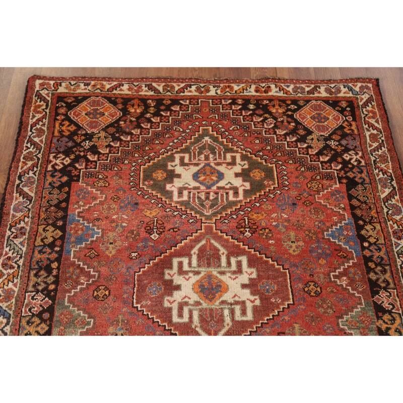 Hand Knotted Oriental 100% Wool Carpet Traditional Tribal Red Abadeh Area Rug - 5' 0'' X 3' 7''