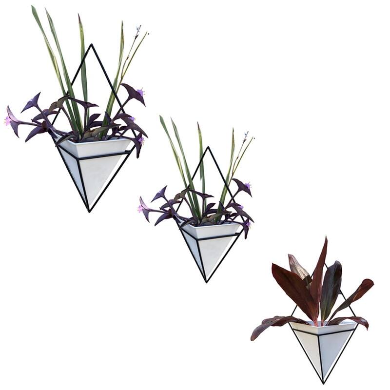 White diamond wall planter, Set of 3
