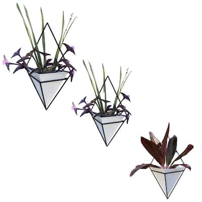 White diamond wall planter, Set of 3