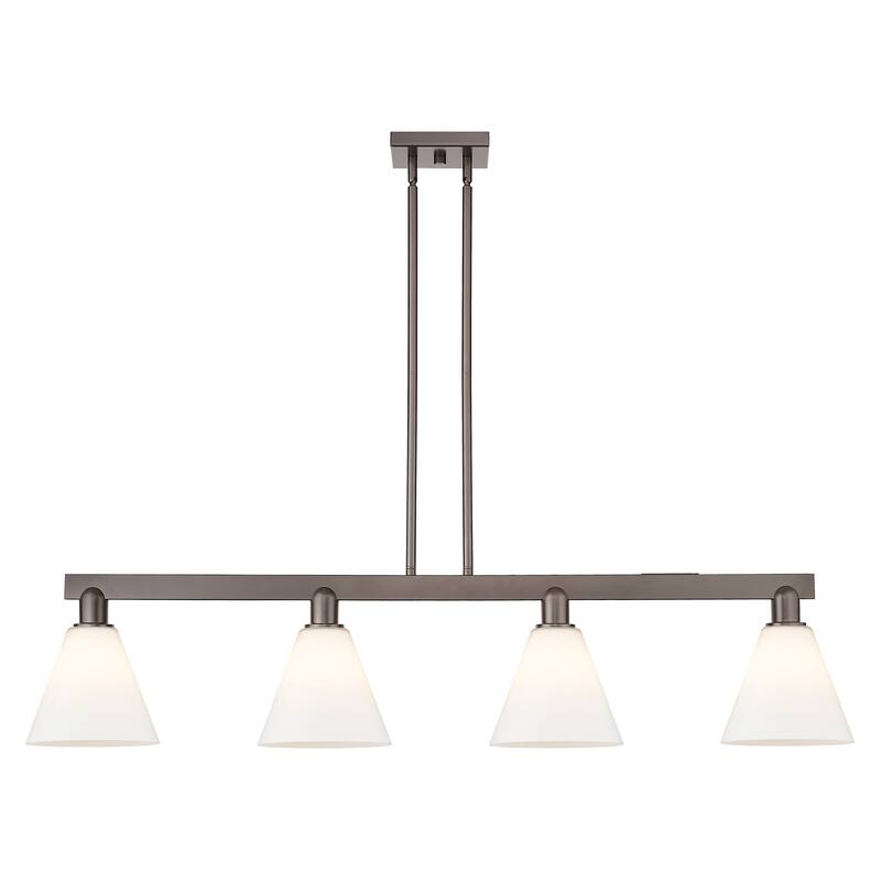 Innovations Lighting Endless Possibilities Arcadia - Berkshire Glass - 4 Light 51" Stem Hung Island Light - Oil Rubbed Bronze/Matte White