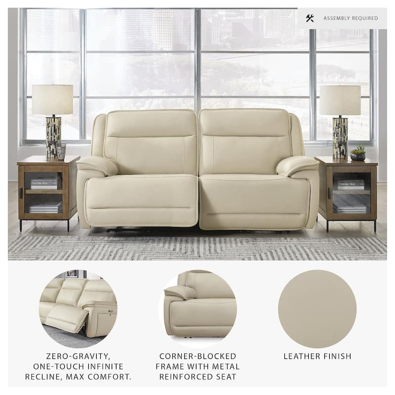 Signature Design by Ashley Double Deal Beige 2-Piece Power Reclining Sectional Loveseat Sectional - 82.75"W x 41"D x 42.5"H