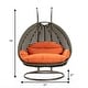 preview thumbnail 123 of 128, LeisureMod Modern 2-Person Egg Hanging Swing Chair with Beige Wicker, Oxford Fabric Cover, Patio Hammock Lounger and Cushions