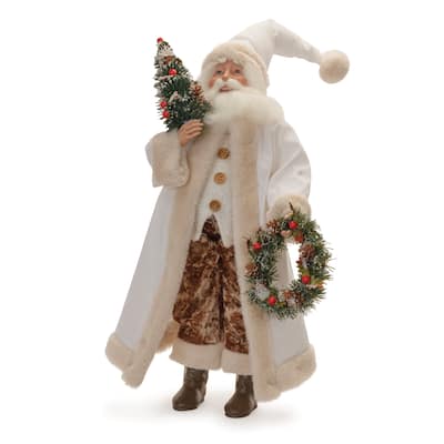 Santa with Christmas Wreath and Tree Tabletop Figure - 21.5"