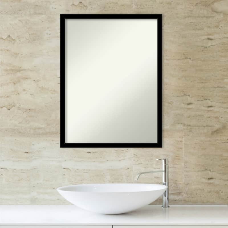 Non-Beveled Bathroom Wall Mirror - Jet Black Frame