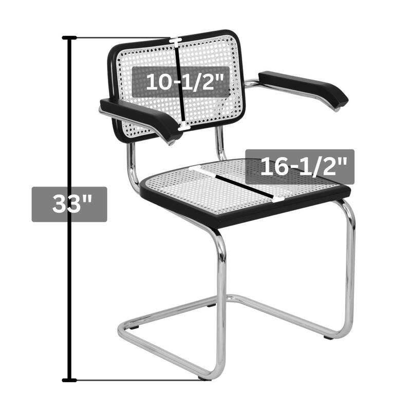 Breuer Chair Company Marcel Breuer Cesca Cane Cantilever Armchair Arm Chair w/ Chrome Steel Frame (Various Wood & Cane Colors)