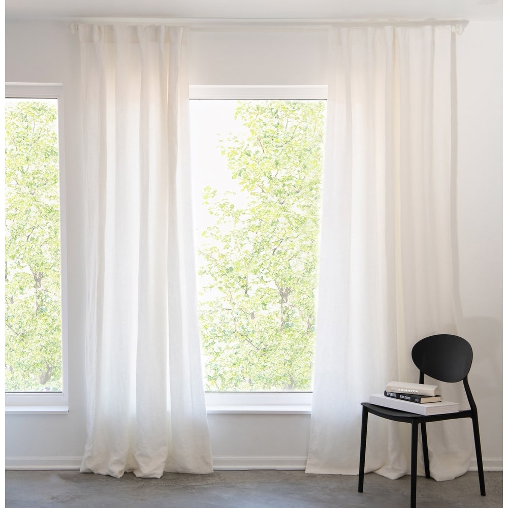 100% French Linen Window Curtain Set by BOKSER HOME
