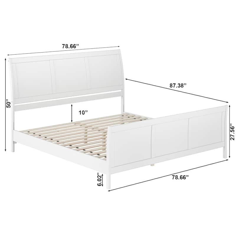 Valencia Solid Wood Low Profile Sleigh Platform Bed with Matching Footboard
