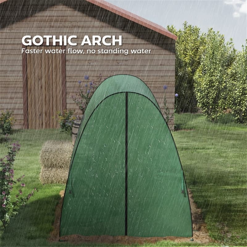PE Steel Gothic Arch Mini Greenhouse with Roll-Up Doors