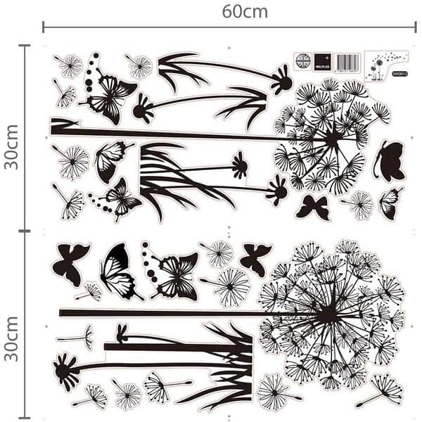 dimension image slide 7 of 8, Walplus Red Pink Dandelion Flower Wall Sticker Nursery Decor Decal
