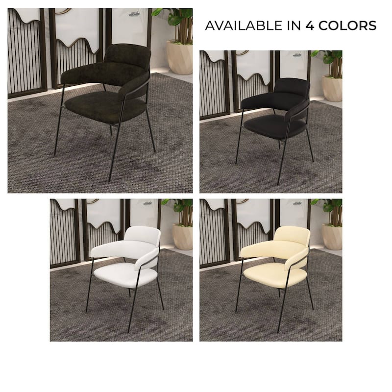 LeisureMod Set of 2 Axis Upholstered Dining Chairs with Black Stainless Steel Legs, Modern Side Chair for Kitchen Home Office