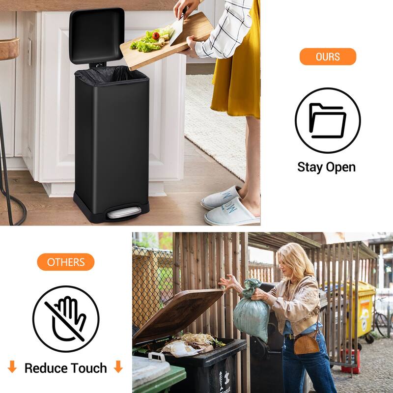 8 Gallon Step Trash Can, with Removable Inner Bucket