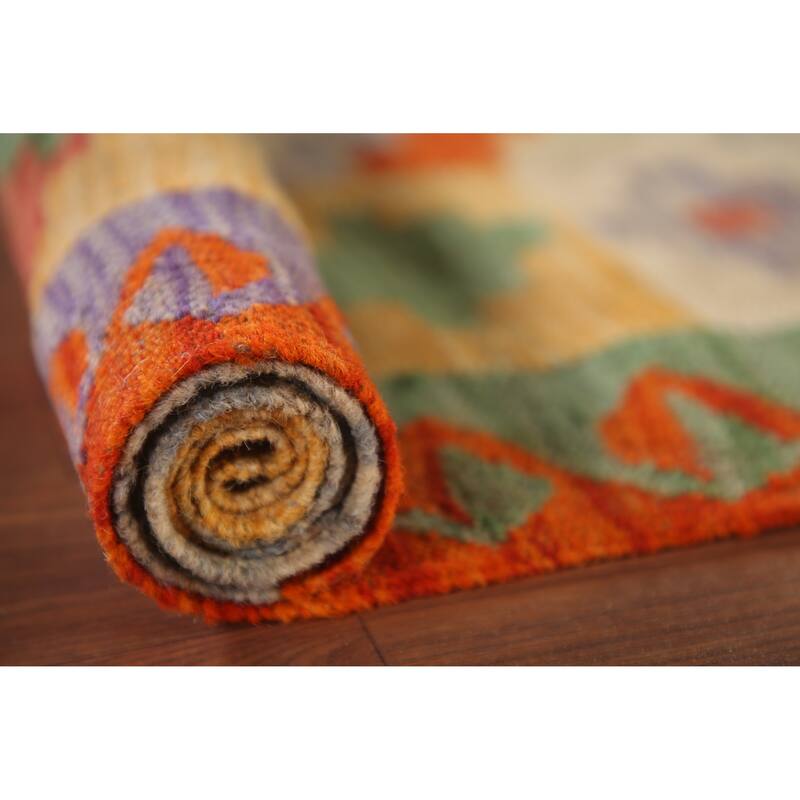 Southwestern Kilim Area Rug Hand-Woven Wool Oriental Carpet - 3'3"x 5'0"