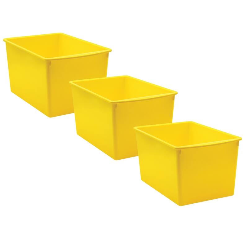 Teacher Created Resources Yellow Plastic Multi-Purpose Bin, Pack of 3
