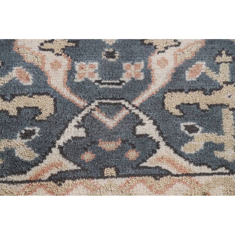 All-Over Blue Oushak Indian Runner Rug Hand-knotted Wool Carpet - 2'7"x 9'10"