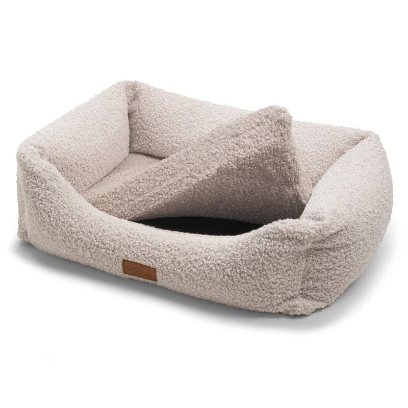 Orthopedic Dog Bed / Bolster "Milo" - M, Luxurious Fluffy Ivory White Removable Covers