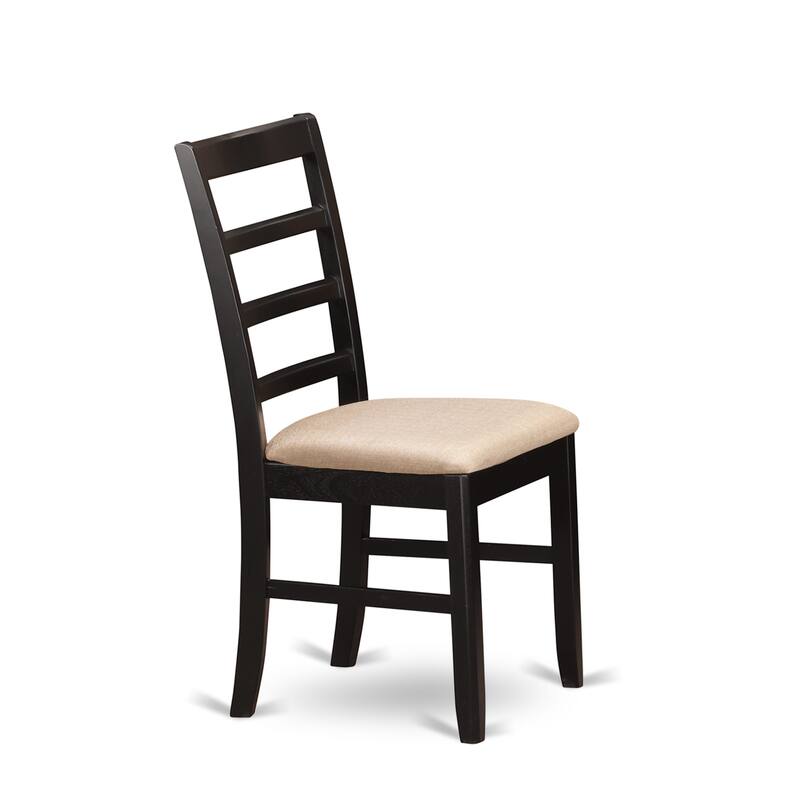 East West Furniture 3 Piece Kitchen Table Set- a Dining Table with Pedestal and 2 Chairs, Cappuccino(Seat Type Options)