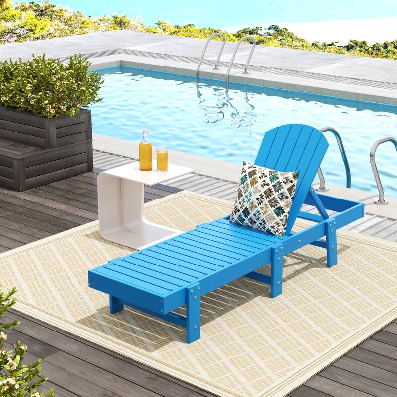 Polytrends Altura Armless Poly Eco-Friendly All Weather Reclining Chaise Lounge - Pacific Blue