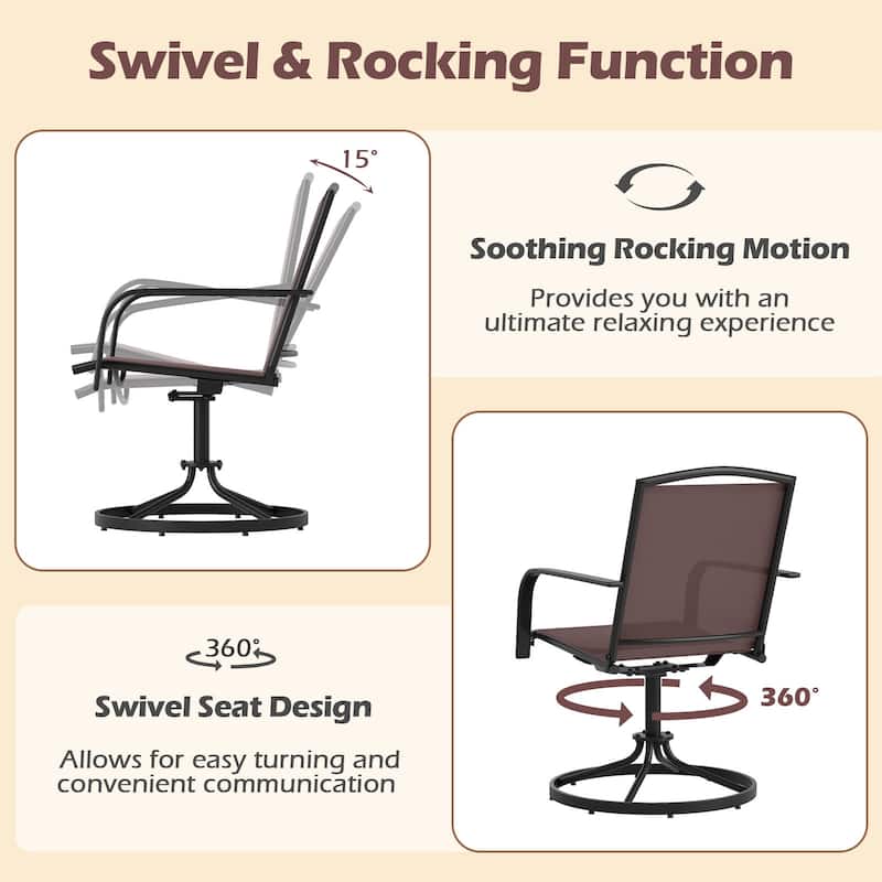 Gymax Patio Swivel Chairs Set of 4 w/ High Back & Round Metal Base for