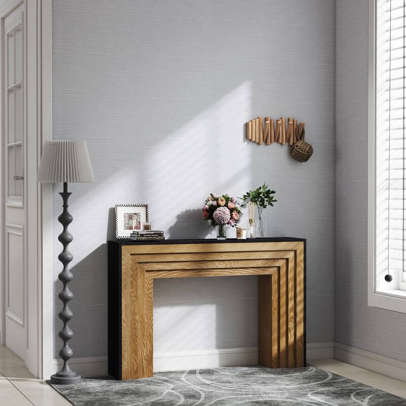 Two-Tone Wood Console Table, 47 Inch Modern Entryway Console Table, Rustic Hallway Accent Table for Living Room, Entrance