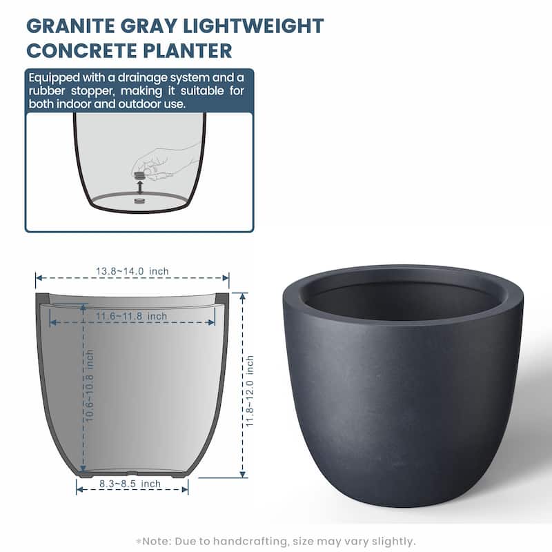 Tall Concrete Round Plant Pots / Large Indoor and Outdoor flower Planters