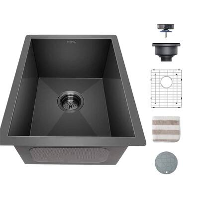 17" x 15" Stainless Steel Undermount Kitchen Sink with Black Coating