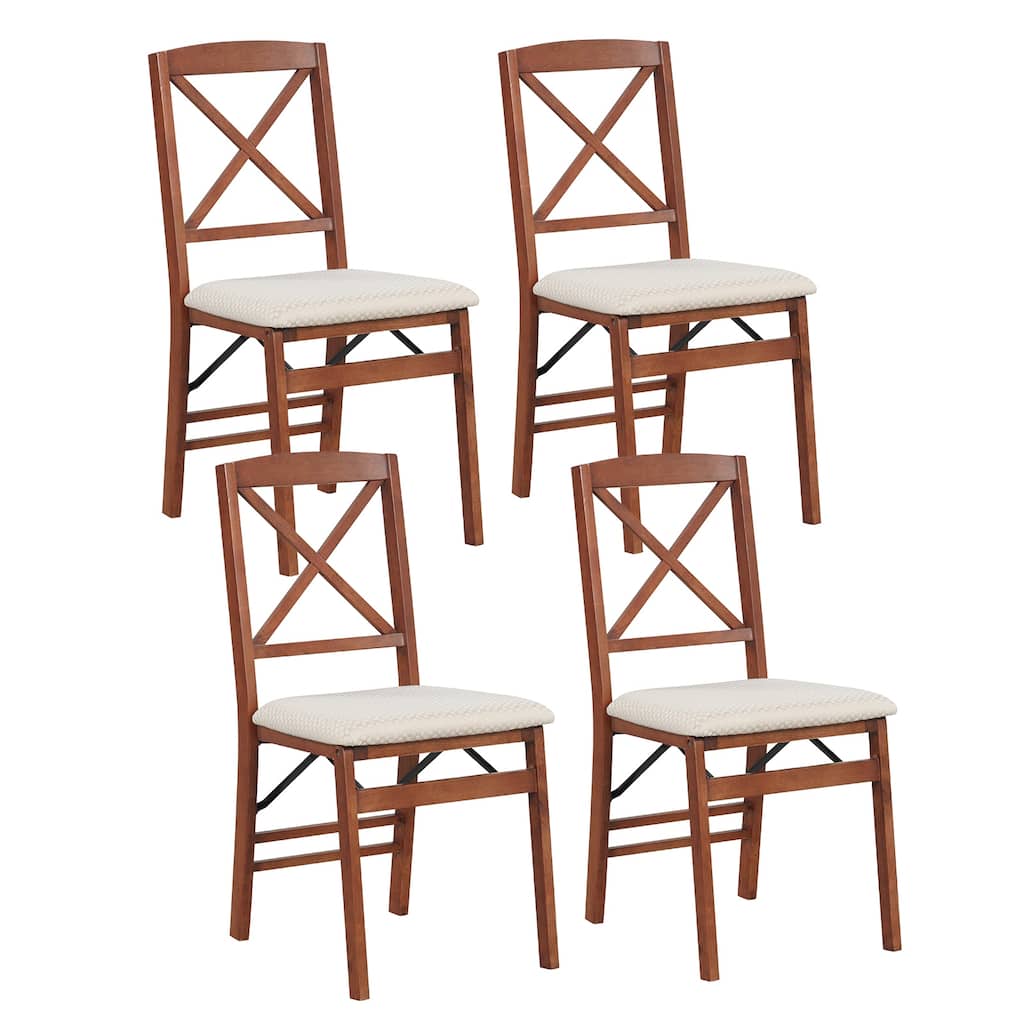 Gymax 4 Set Kitchen Chairs w/ Rubber Wood Frame Upholstered Seat