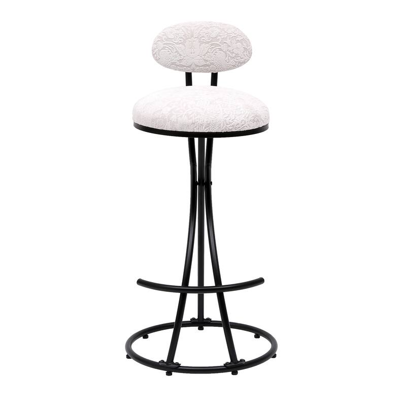GDFStudio - Lunara Velvet Upholstered Armless Counter Height Bar Stool with Metal S-Shaped Legs and Circular Backrest, Set of 2