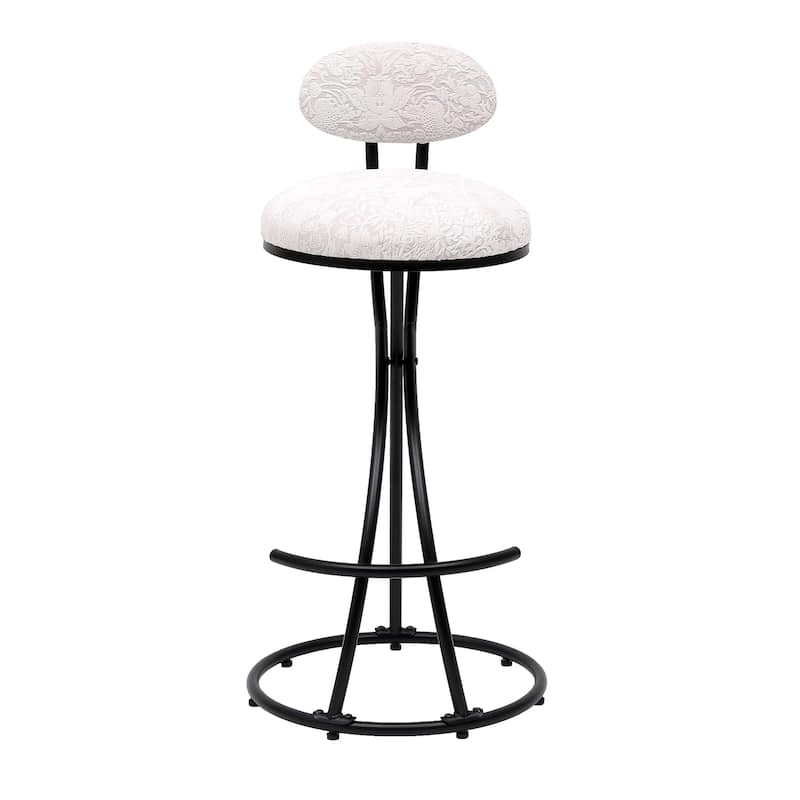 Round Print Bar Stools Set of 2 Metal Upholstered Chairs for Kitchen Island & Dining Rooms Counter Stools