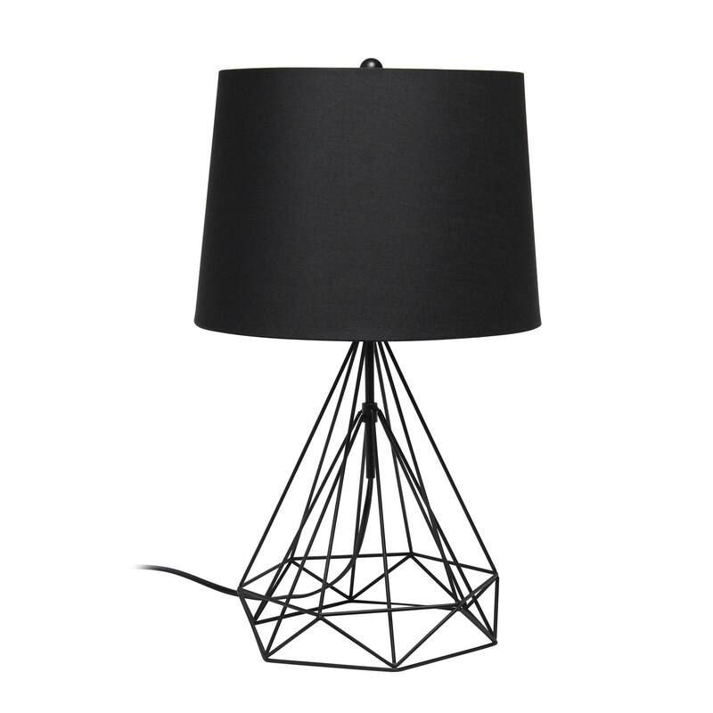 Table Lamp Black Matte Geometric Shade Modern Desk Lamp Bedroom Living Room Lighting 16"