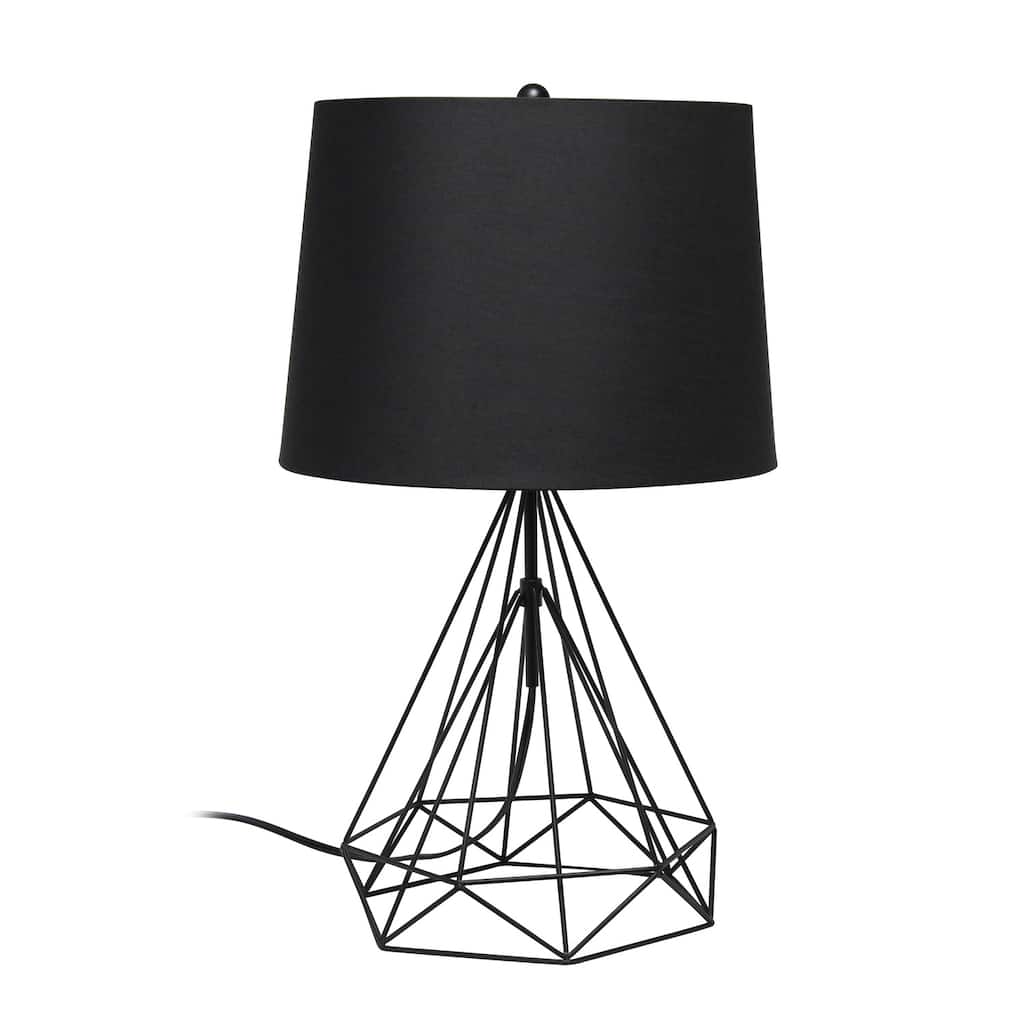 Table Lamp Black Matte Geometric Shade Modern Desk Lamp Bedroom Living Room Lighting 16"