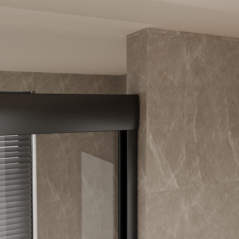 45''/54''W x 70'' H Glass Double Sliding Shower Door in Black/Chrome