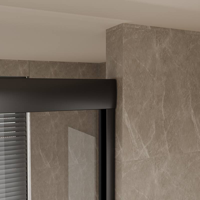 Modland 70'' H Glass Double Sliding Shower Door in Black/Chrome