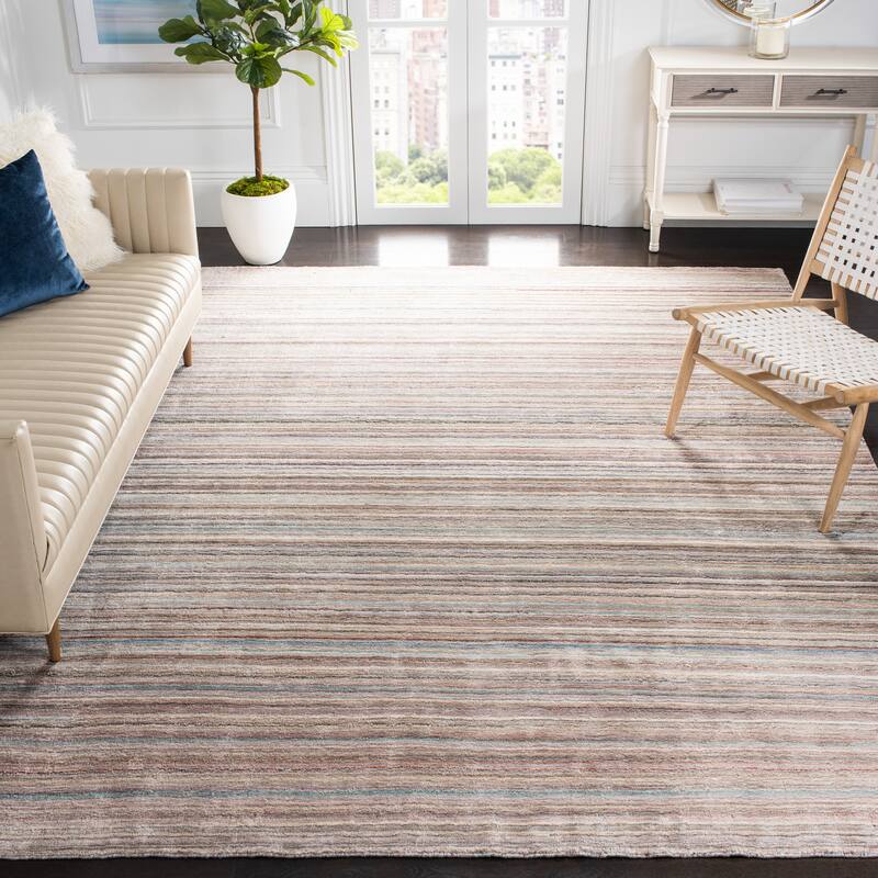 SAFAVIEH Hand-Loomed Prasanta Stripe Viscose Rug - 8' x 11' - Assorted