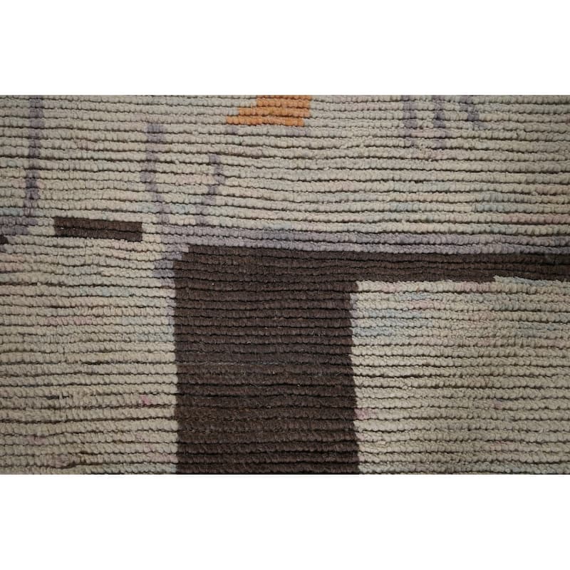 Modern Moroccan Abstract Area Rug Handmade Stripe Wool Carpet - 8'10"x 12'5"