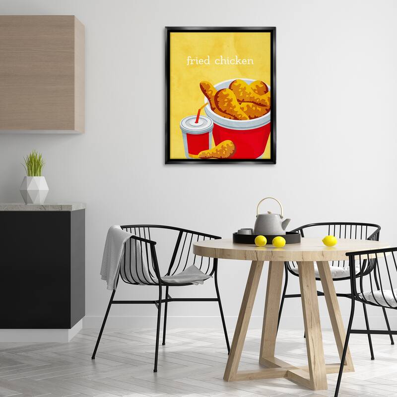 Stupell Chicken Bucket Takeout Framed Floater Canvas Wall Art Design By Kim Allen