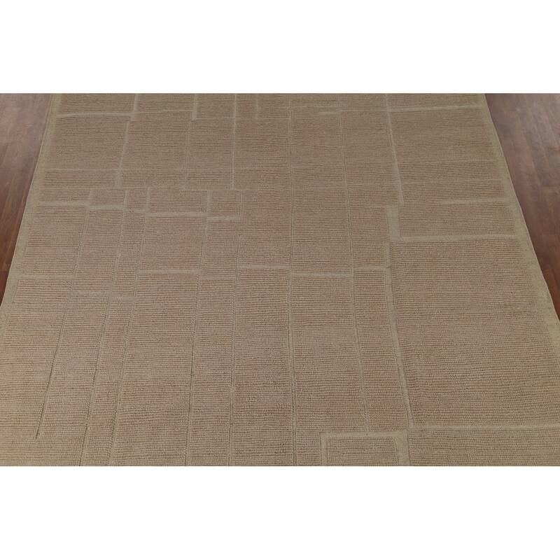 Hand Knotted Oriental 100% Wool Carpet Modern All-Over Beige & Ivories Moroccan Area Rug - 12' 2'' X 9' 0''