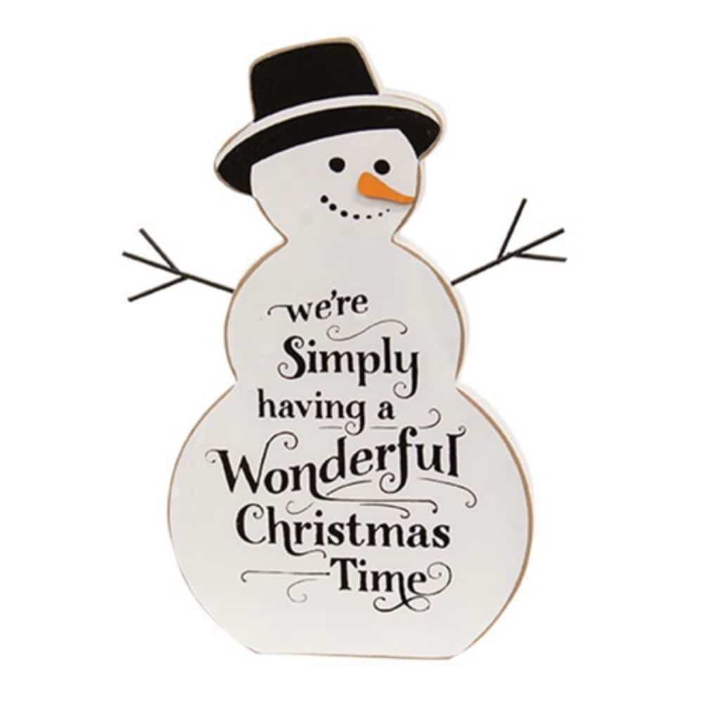 Wonderful Christmas Time Wooden Snowman Sitter Decor 10 Inch - 6” x 0.75” x 10”