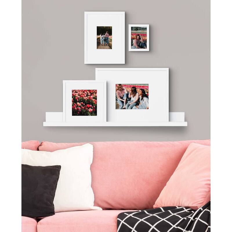Kate and Laurel Gallery Wall Shelf with Frames Set