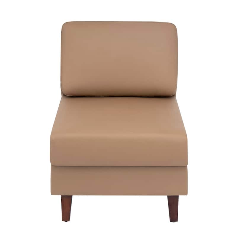 Commercial Modular Armless Middle Chair with Solid Wood Legs - 28.25"W x 31.5"D x 31.75"H